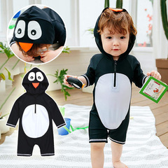 New children's swimsuit baby penguin shape one-piece swimsuit Korean version ins boys and kids super cute surfing suit