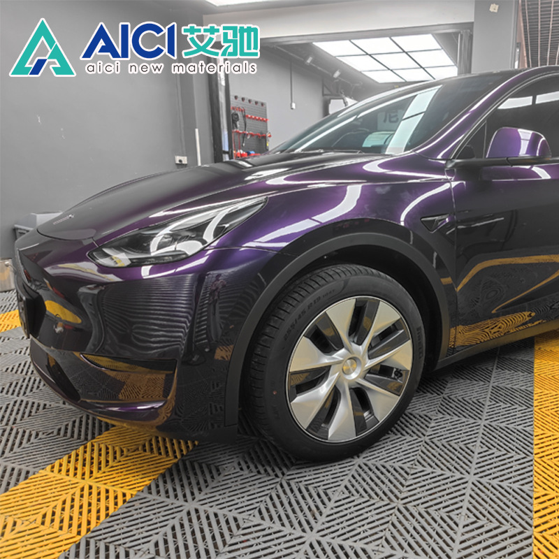 TPU metallic midnight purple to deep black-purple gradient color changing film, heat-repairable, resistant to stone impacts, easy to apply, no edge lifting