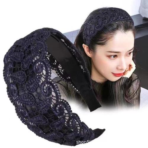 Covered with white hair headwear temperament hairpin wide-brimmed widened thin fashion Latin ballroom dance lace headband for women girls hair hoop wide-brimmed lace collar