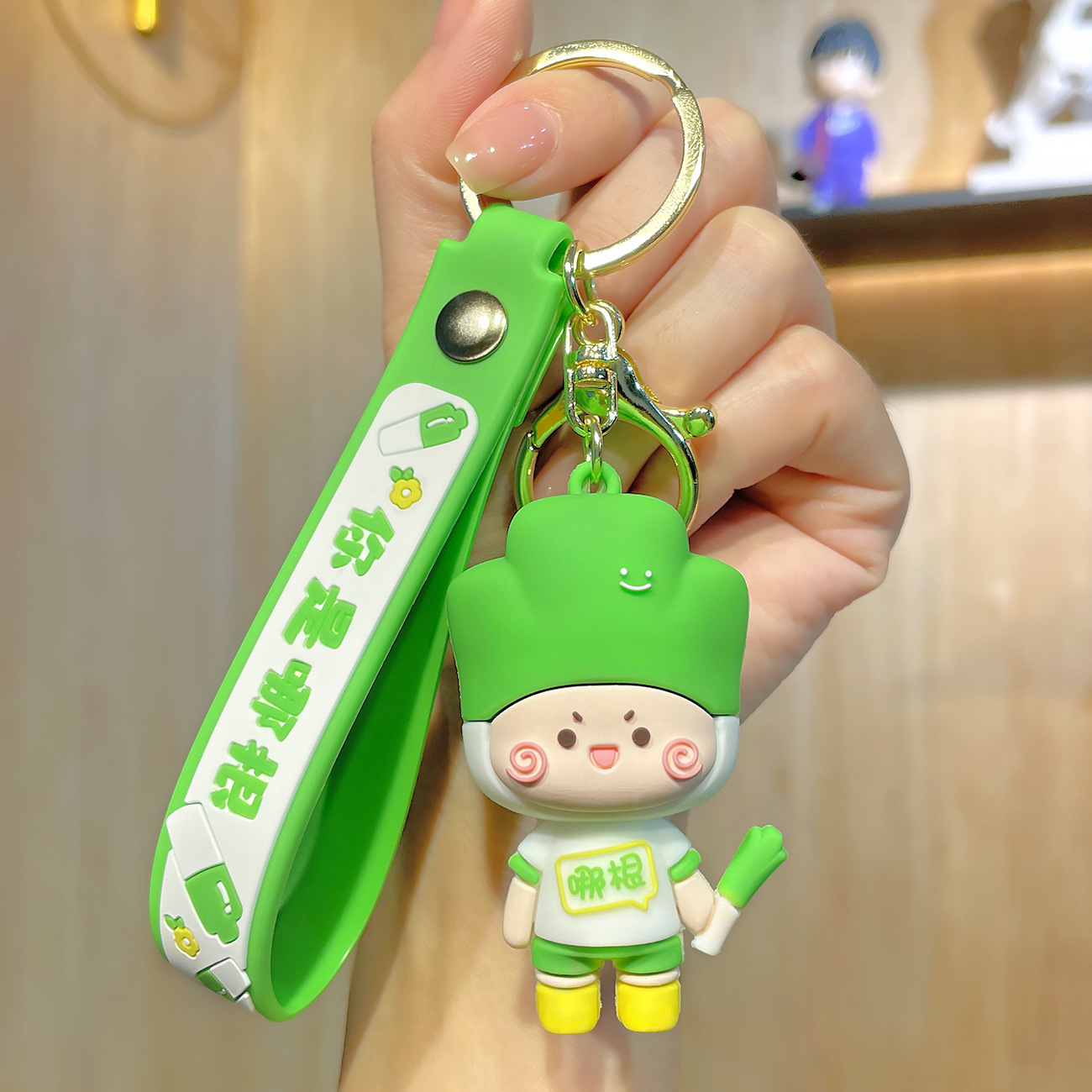 Muñeca de goma goteando bolsas escolares colgantes colgantes de muñecas colgantes de la máquina del mercado nocturno regalos al por mayor llaveros de dibujos animados
