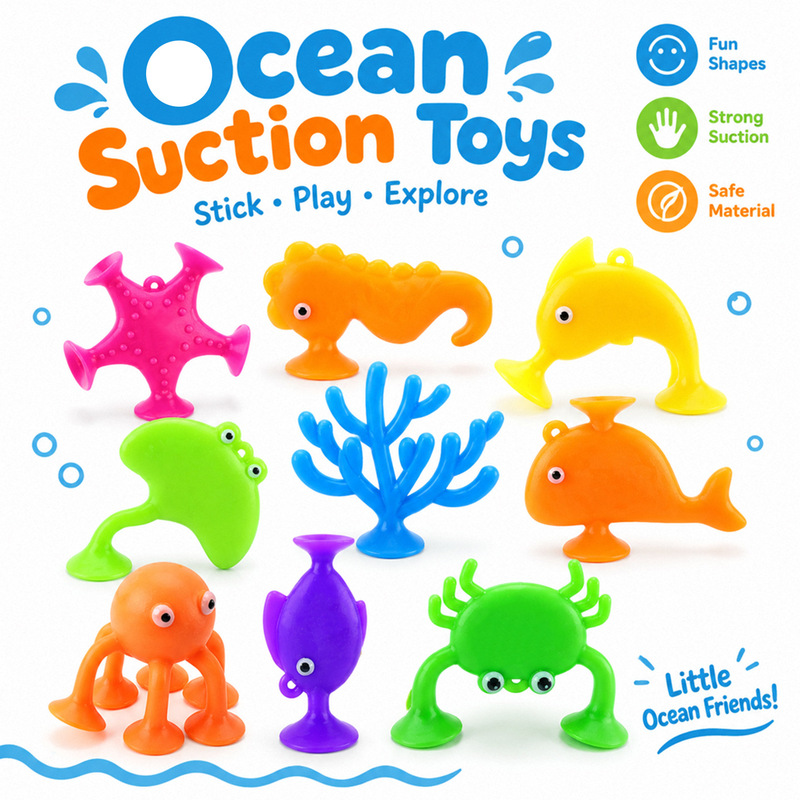 Cross-border children's educational sticky fun ocean series bath toys, parent-child interactive cute suction cup toys Cross-border children's educational sticky fun ocean series bath toys, parent-child interactive cute suction cup toys