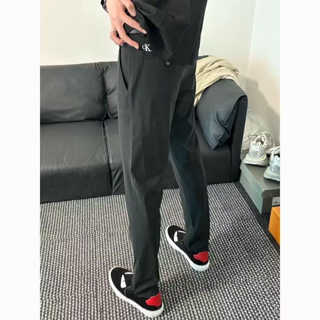 Internet Celebrity Cross-border Embroidered Alphabet Pants Business Casual Spiritual Temperament Small Foot Trend All-match Casual Pants Men's Slim-fit