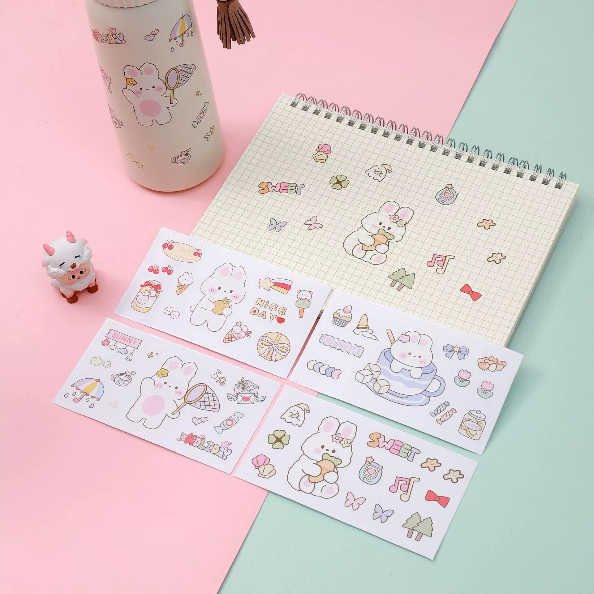 手帐贴纸儿童贴纸包卡通贴画防水创意小兔子文具贴纸手账咕卡帖纸