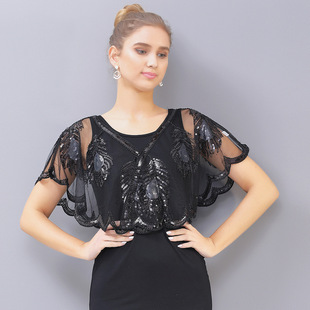 Cheongsam Thin Sequin Shawl Cardigan Party Dress Shawl Dress Sequin Blouse Ball Small Shawl