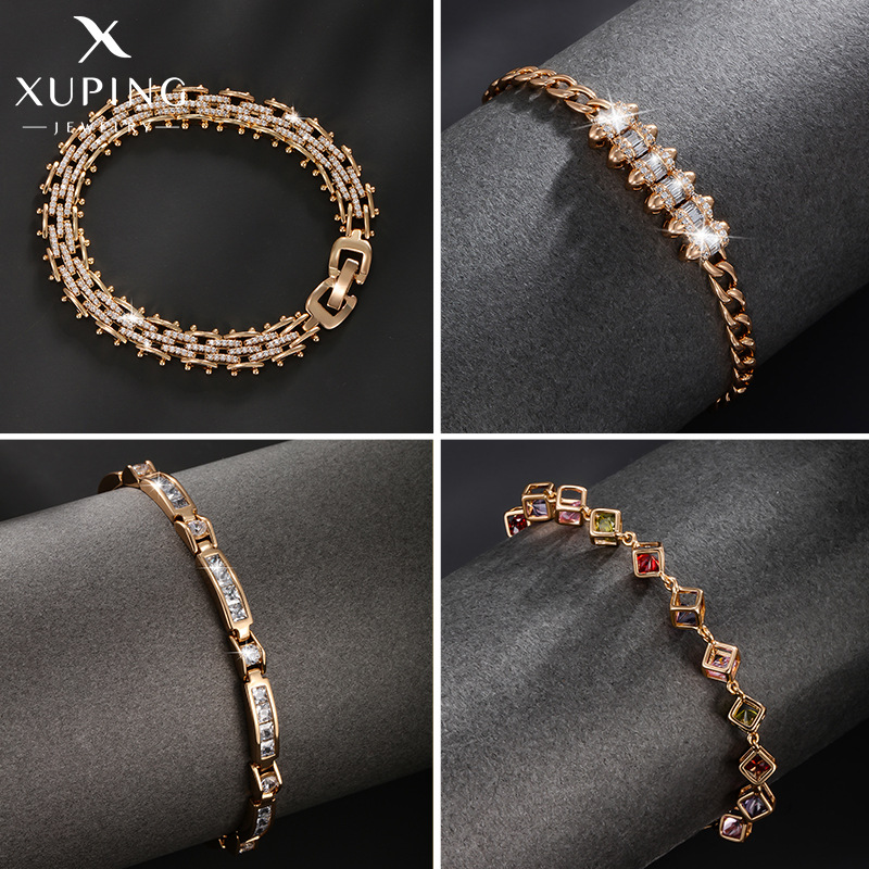 Brazalete de zircon de moda transfronteriza europea y americana chapado en cobre hip hop 18K color ligero reloj de lujo joyas al por mayor