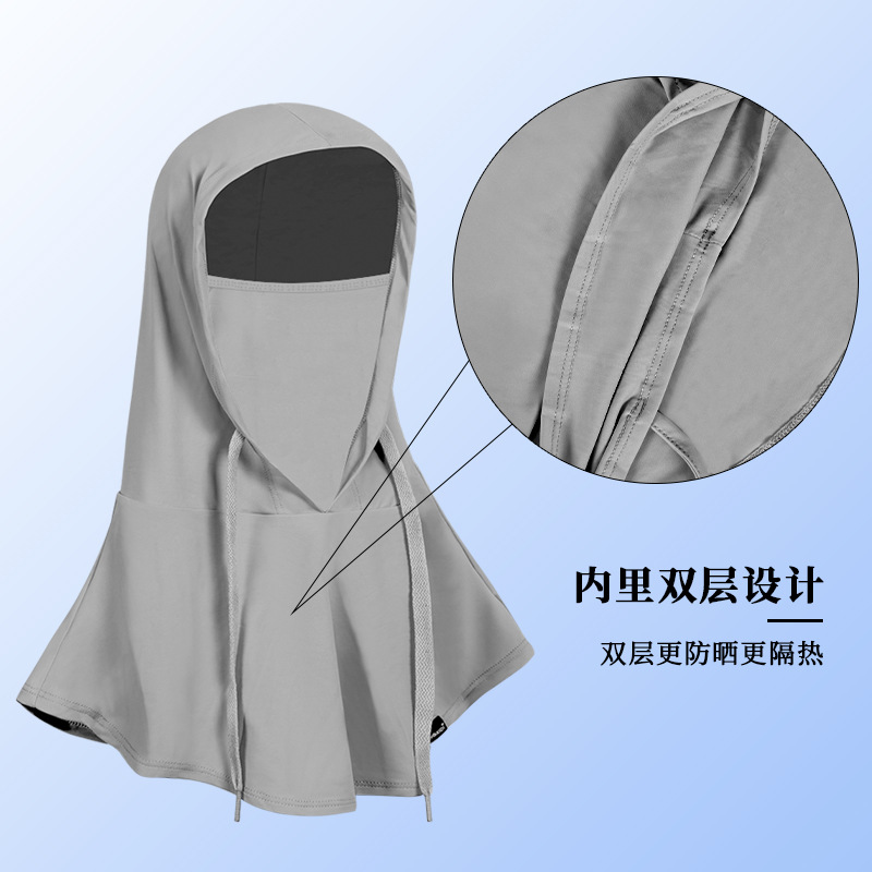 Outdoor riding sun hat, sun protection mask, integrated large size neck guard, full face anti-UV, ear-hanging ice silk mask