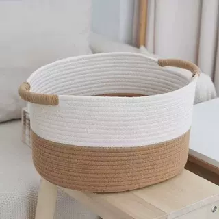 手工棉绳编织收纳家用大容量桌面零食玩具杂物整理宿舍收纳筐