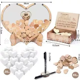 定做木制工艺品装饰品结婚爱心签到台木制婚庆派对签名桌面摆件