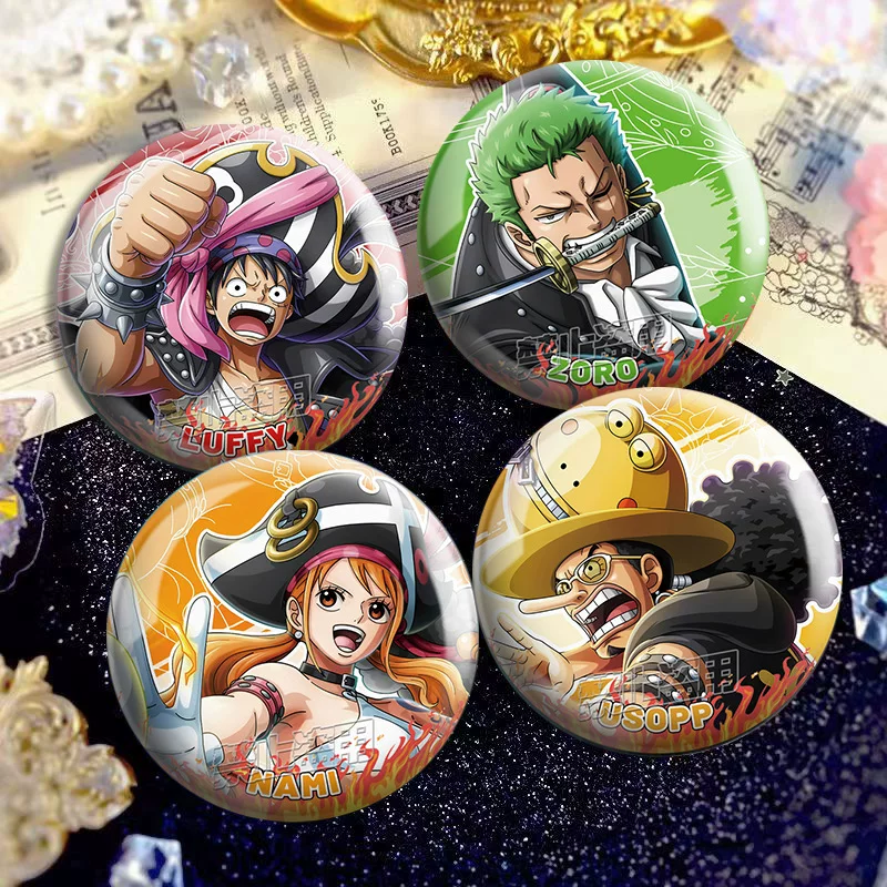 One Piece Japanese comic derivative product PET double flash bar reflective craft tinplate millet badge