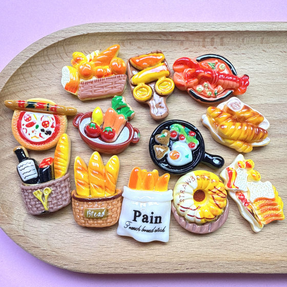 Cartoon diy resin accessories accessories food play bread lobster cream glue handmade hair clip mobile phone case shoe buckle