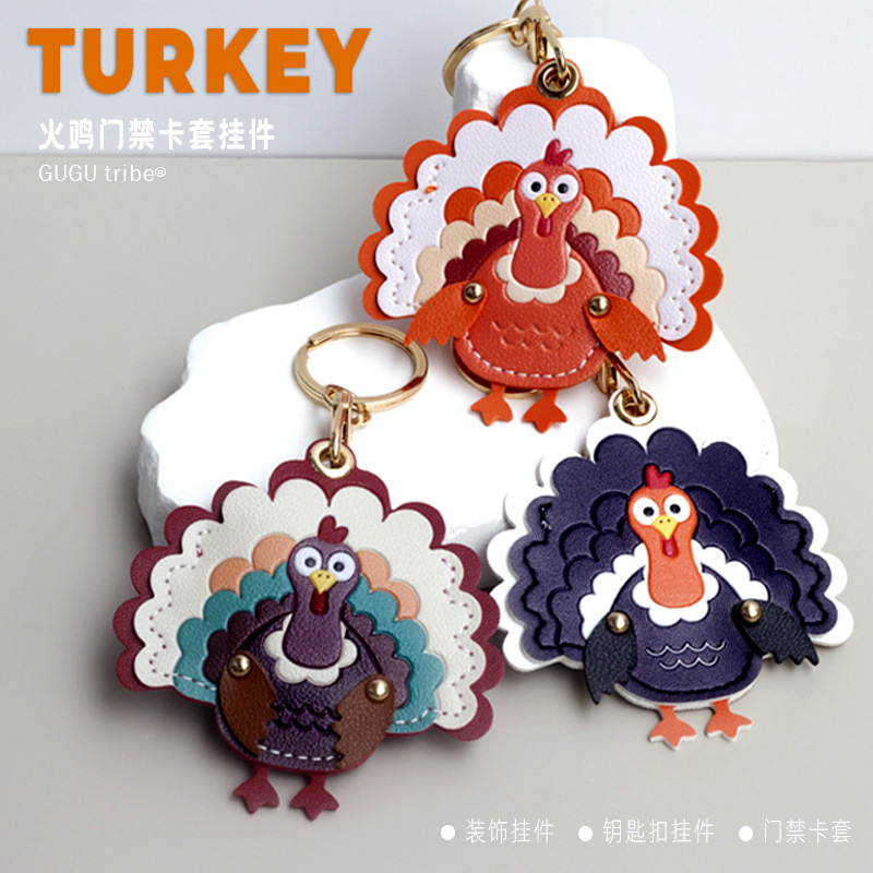 国境を越えて人気のハロウィン七面鳥革キーホルダー、アクセスカードホルダー、クリエイティブなプチギフト、かわいいバッグチャーム|undefined