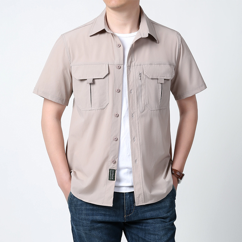 2026 Summer New Quick-Drying Workwear Casual Short-Sleeve Shirt Thin Loose Men's Half-Sleeve Military Shirt Trendy Men 2026 Summer New Quick-Drying Workwear Casual Short-Sleeve Shirt Thin Loose Men's Half-Sleeve Military Shirt Trendy Men