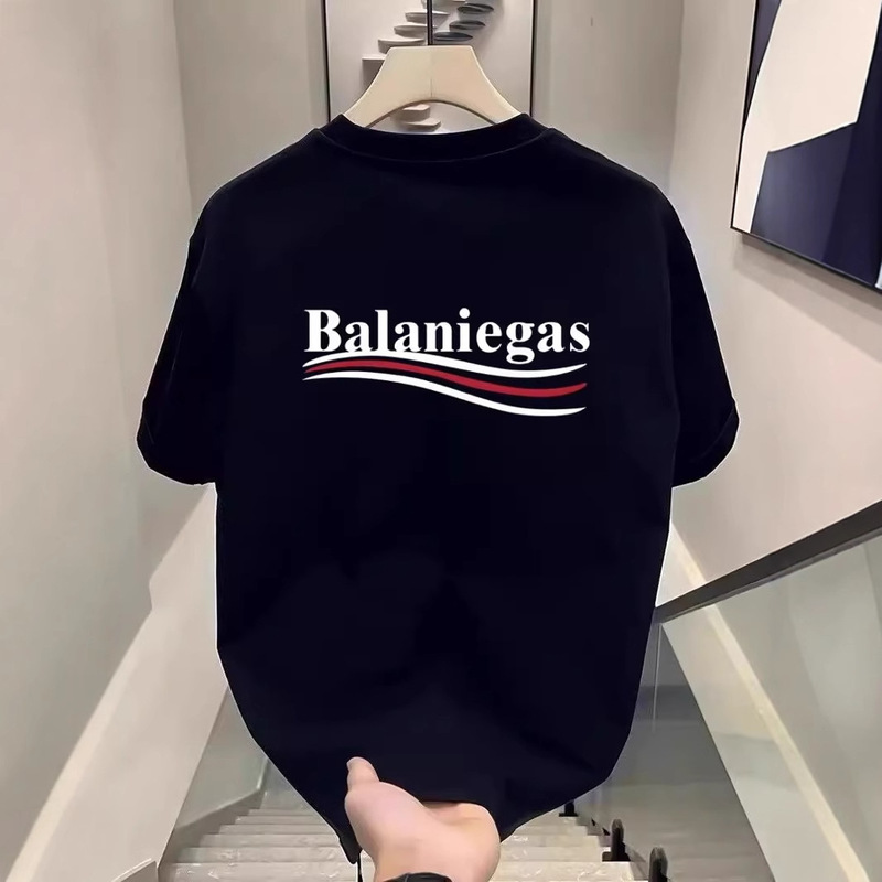 アメリカンBファミリートレンディブランド半袖Tシャツメンズ夏パリコーラロゴプリントルーズ男女兼用TシャツトレンディT|undefined