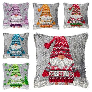 diy handmade Christmas cushion carpet embroidery section embroidery floor cushion Pillow sofa pillow wool embroidery pillow material bag