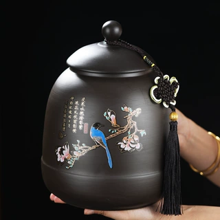 雄驰复古紫砂茶叶罐中式茶叶盒空盒普洱茶包装盒存茶罐茶饼收纳盒