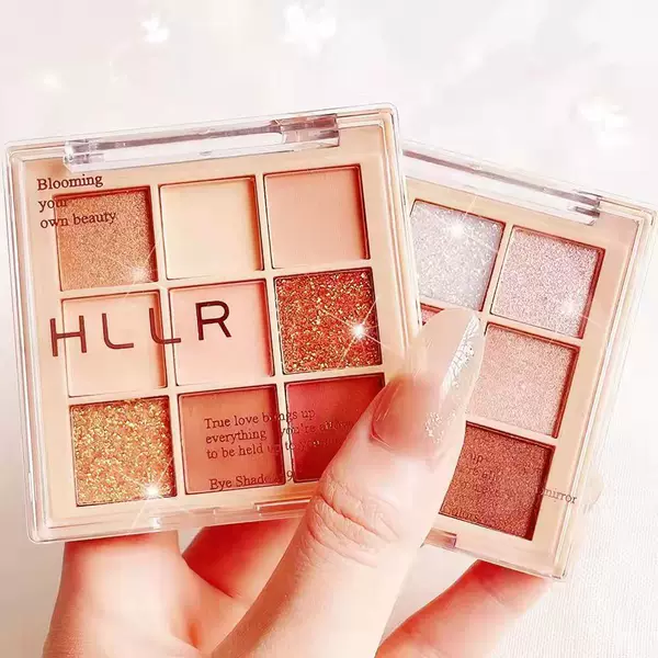 HLLR Helen Beauty Jiugongge Eye Shadow Plate Glitter Powder Student Beginner Earth Color Pearlescent Matte Wholesale Daifa
