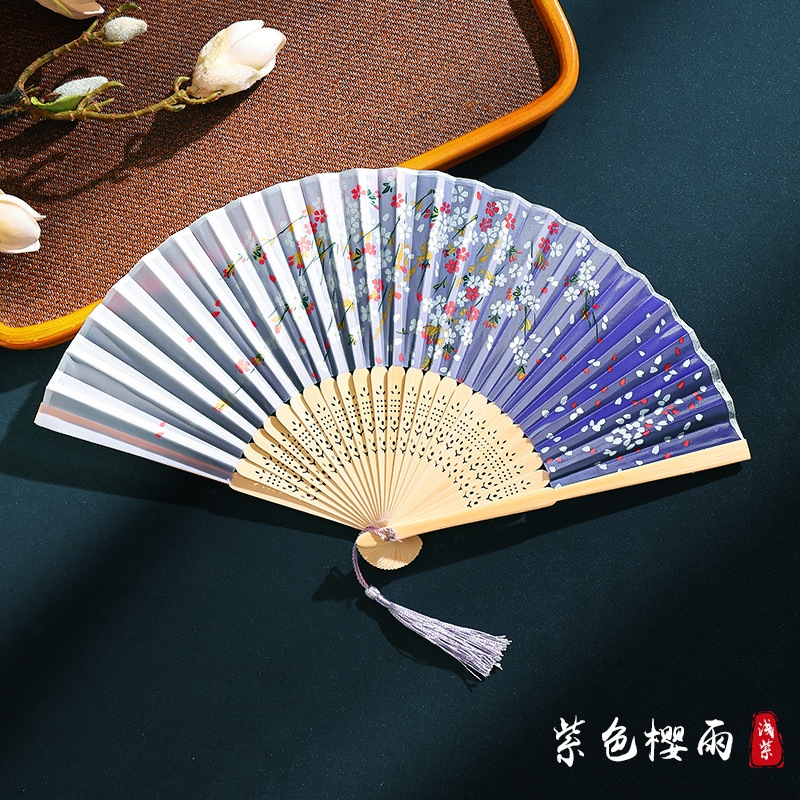 Ventilador plegable de verano, estilo chino, Hanfu, cheongsam, baile para niños, ventilador de estilo antiguo, ventilador de bambú plegable portátil