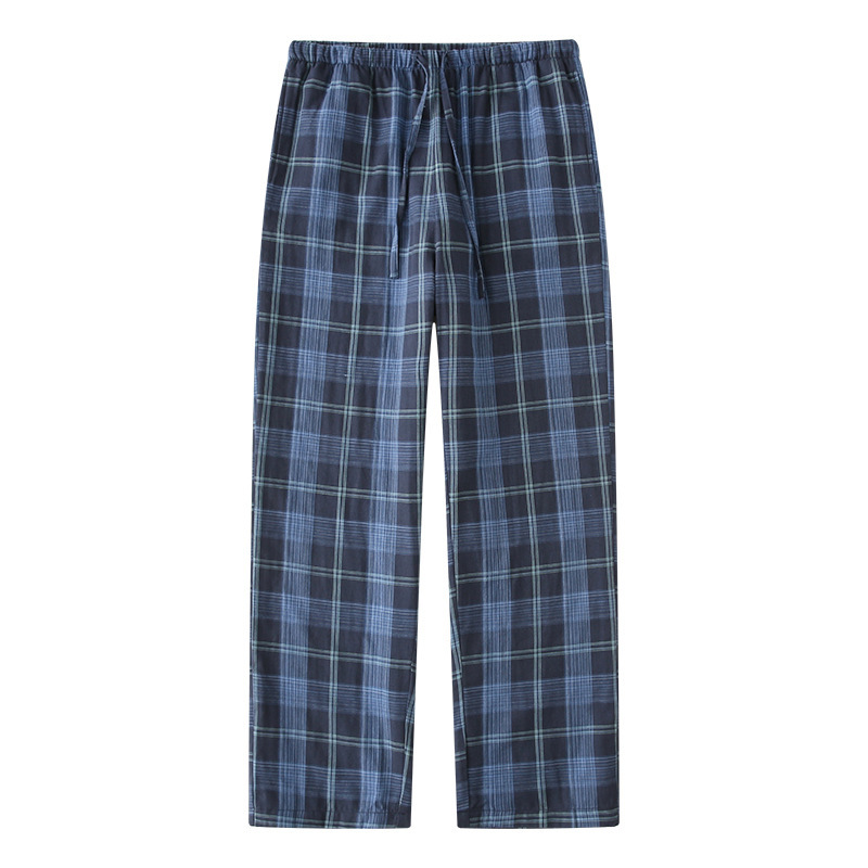 MUJI Style Pure Cotton Double Gauze Plaid Couple's Single Pajama Pants for Men and Women's Home Pants Casual Pants