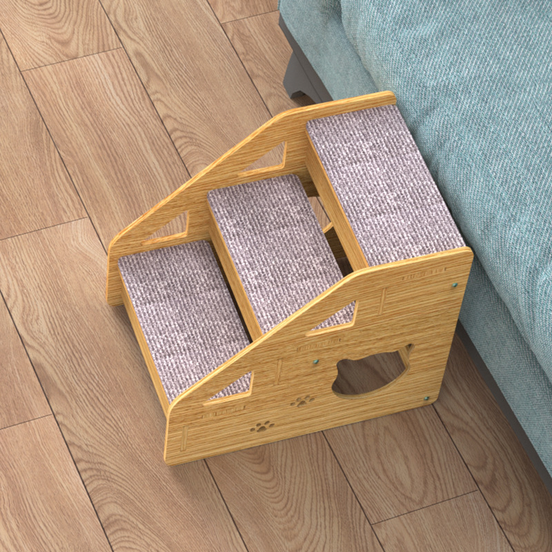 Nueva escalera de madera para gatos y gatos ensamblados para perros mayores en el sofá cama para perros escaleras para perros pequeños suministros para escalones para mascotas