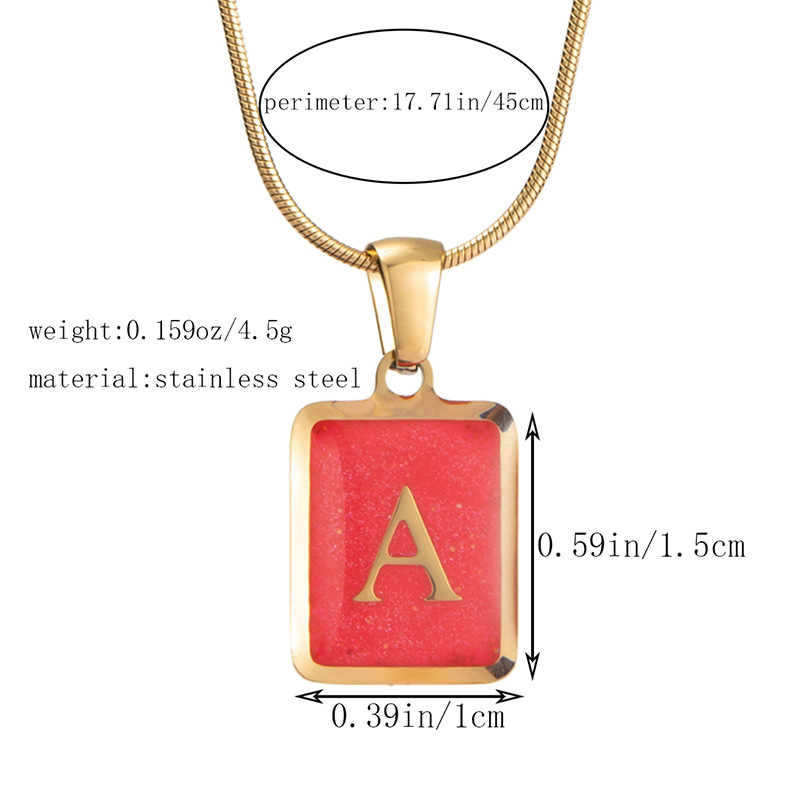 304 Stainless Steel Basic Modern Style Classic Style Enamel Geometric Letter Pendant Necklace display picture 5