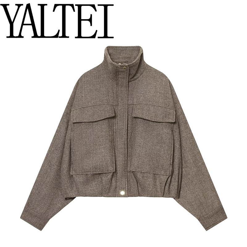 Yaltei Cross-Border Aliexpress Ins European and American Export Women's Herringbone Bomber Jacket 9385744