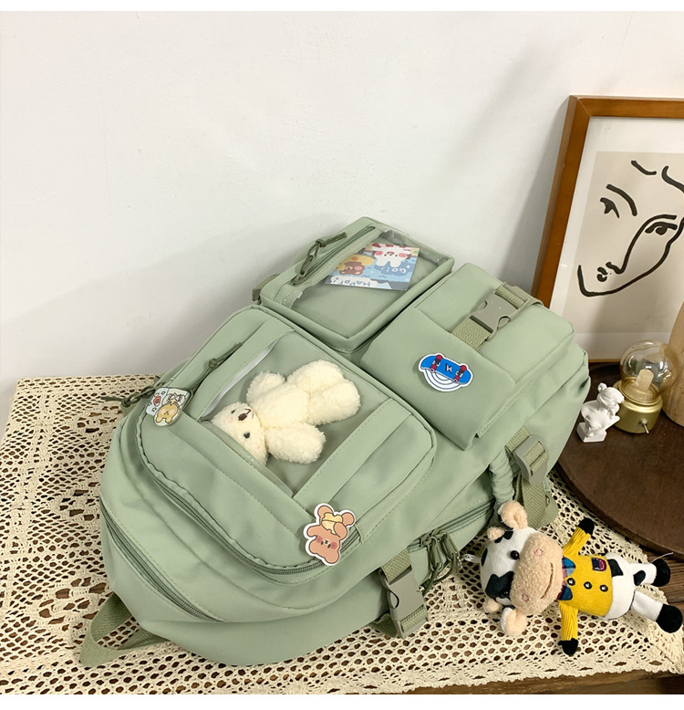 637g Weight Polyester Lining Material Zipper Closure Type School Occasion Nylon Material Solid Color Pattern Women'S Gender Square Shape White, Pink, Green, Blue, Black Color Large Size Wholesale Large Capacity Bear Backpack Nihaojewelry 4