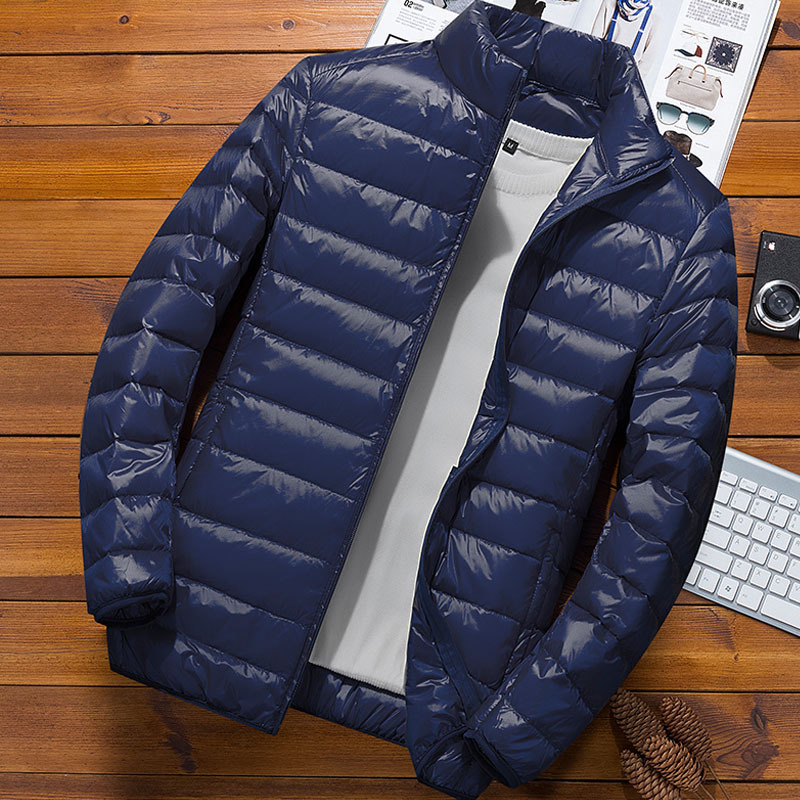 2023 nueva chaqueta de algodón de lana ligera de invierno para hombre chaqueta delgada coreana de cuello alto corta chaqueta de talla grande