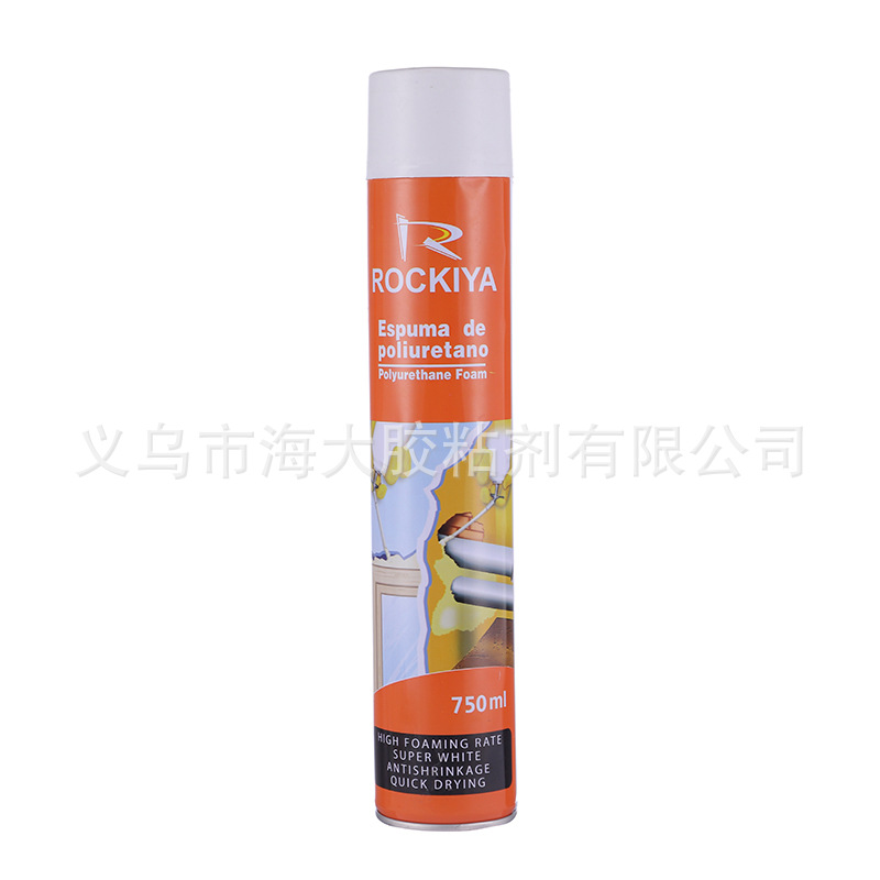 外贸出口ROCIKIYA 750ml发泡胶聚氨酯泡沫填缝剂门窗发泡剂