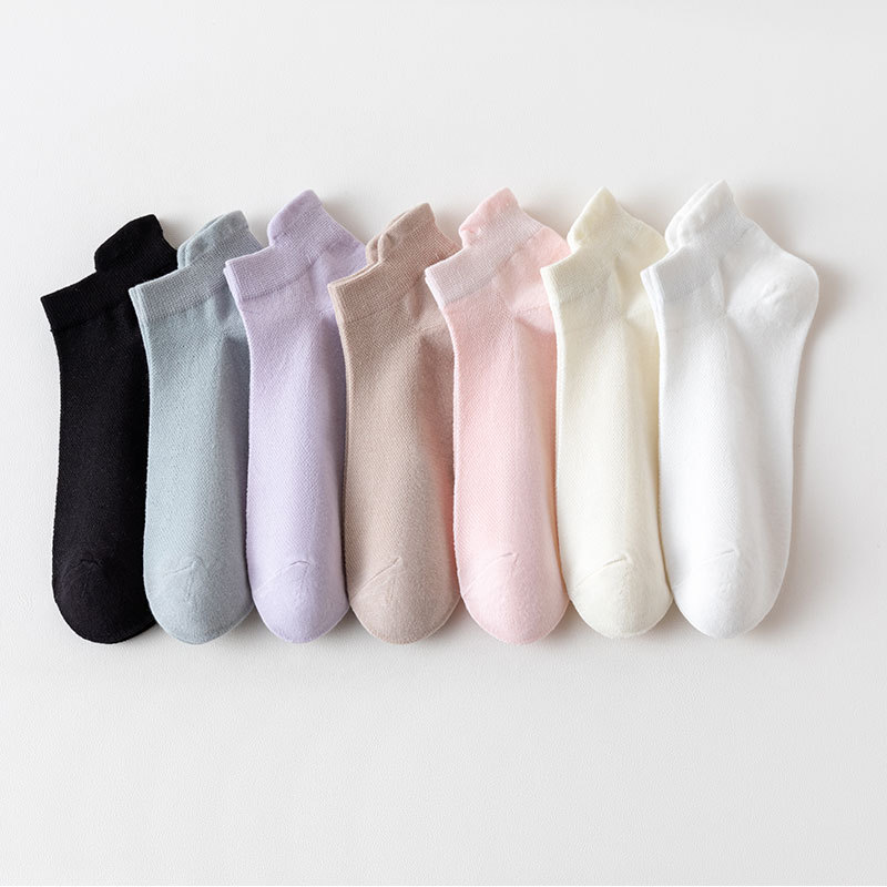 Summer solid color thin breathable socks
