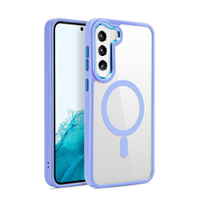 适用于三星s23plus手机壳磨砂边框 s23Ultra手机壳透明金属磁吸壳