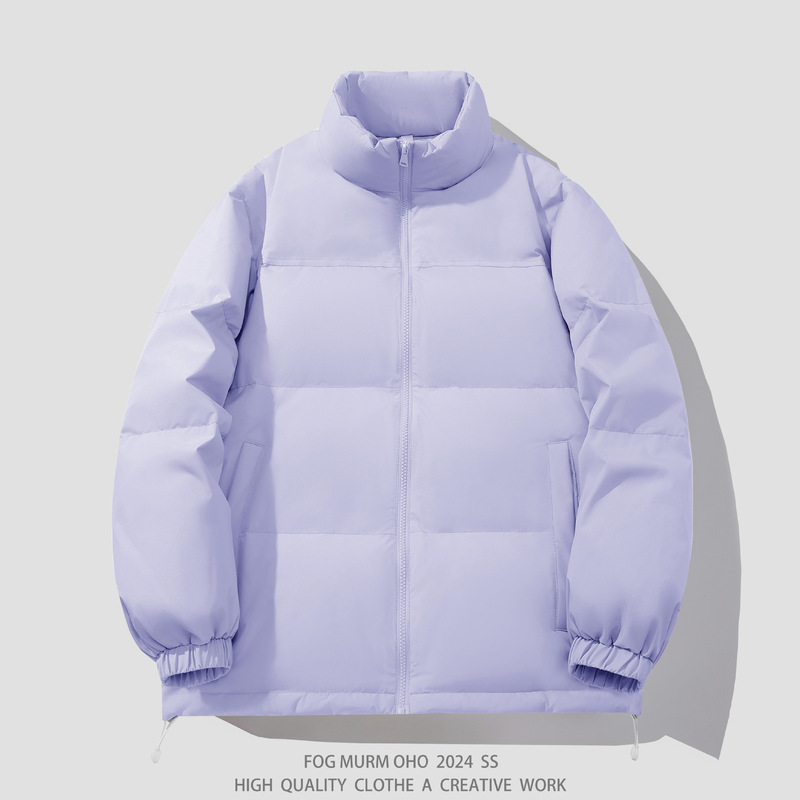 2025 New Winter 90 Velvet Light Version down Jacket Men's Stand Collar Pure Color Loose Casual Warm Bread Jacket