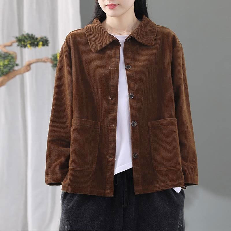 Corduroy Solid Color Fashion Jacket Women's Short New Loose Korean Retro Versatile Casual Outerwear Top