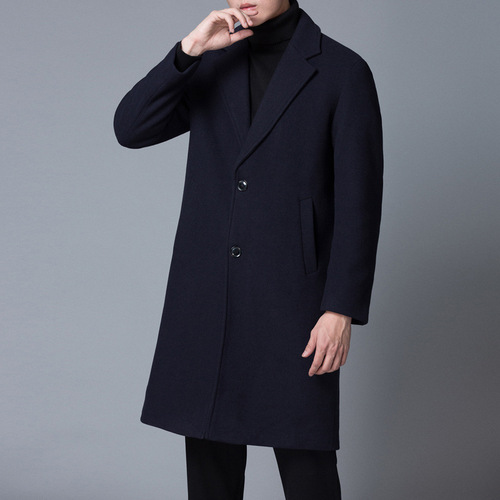 男士羊毛呢子大衣冬季新款韩版休闲中长款外套加厚百搭西装风衣男
