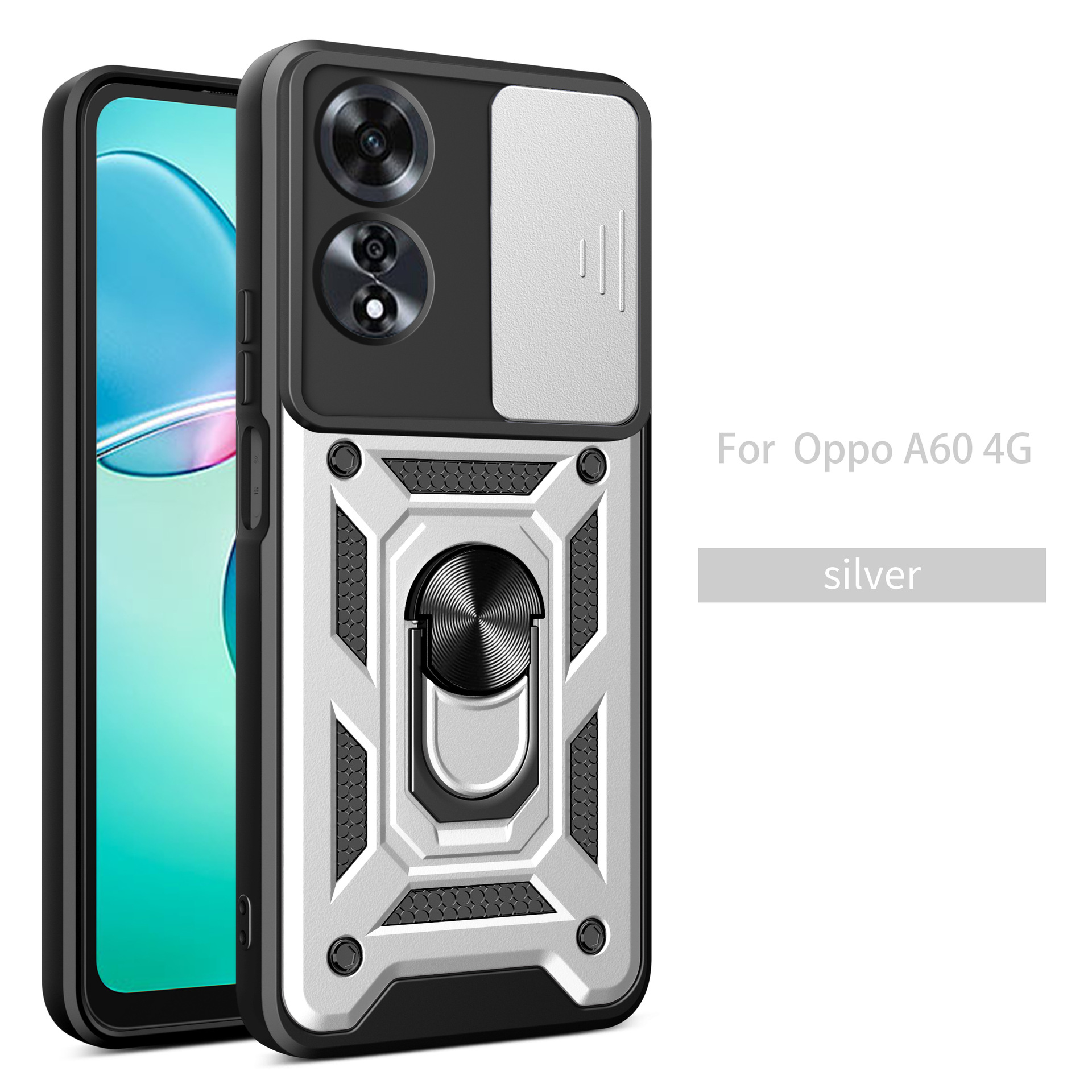 TPU + PC 2 - en - 1 OP A60 caja de teléfono móvil de ventana de alta calidad 360 soporte giratorio contra caídas sargento