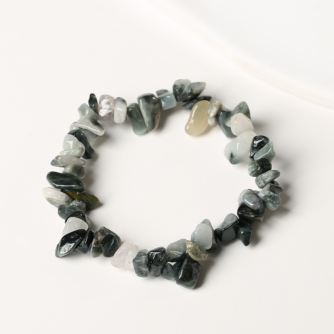 Pulsera de anillo único de piedra de cuartil natural irregular pulsera de cuerda elástica de piedra original estilo fresco simple y versátil