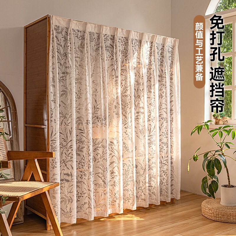 Open Wardrobe Curtain, Sheer Curtain, Sliding Rail, Bookshelf, Doorless Cabinet, Dustproof Curtain, Cover for Clutter, French Lace Open Wardrobe Curtain, Sheer Curtain, Sliding Rail, Bookshelf, Doorless Cabinet, Dustproof Curtain, Cover for Clutter, French Lace