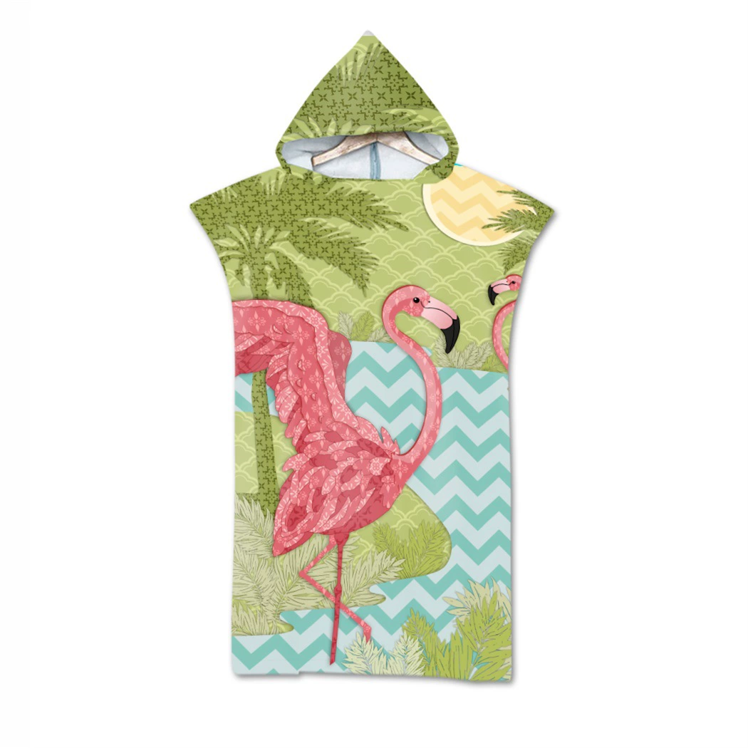 2-дневное пляжное полотенце с цифровым принтом фламинго для взрослых с капюшоном, банное полотенце из микрофибры, животное, Русалка