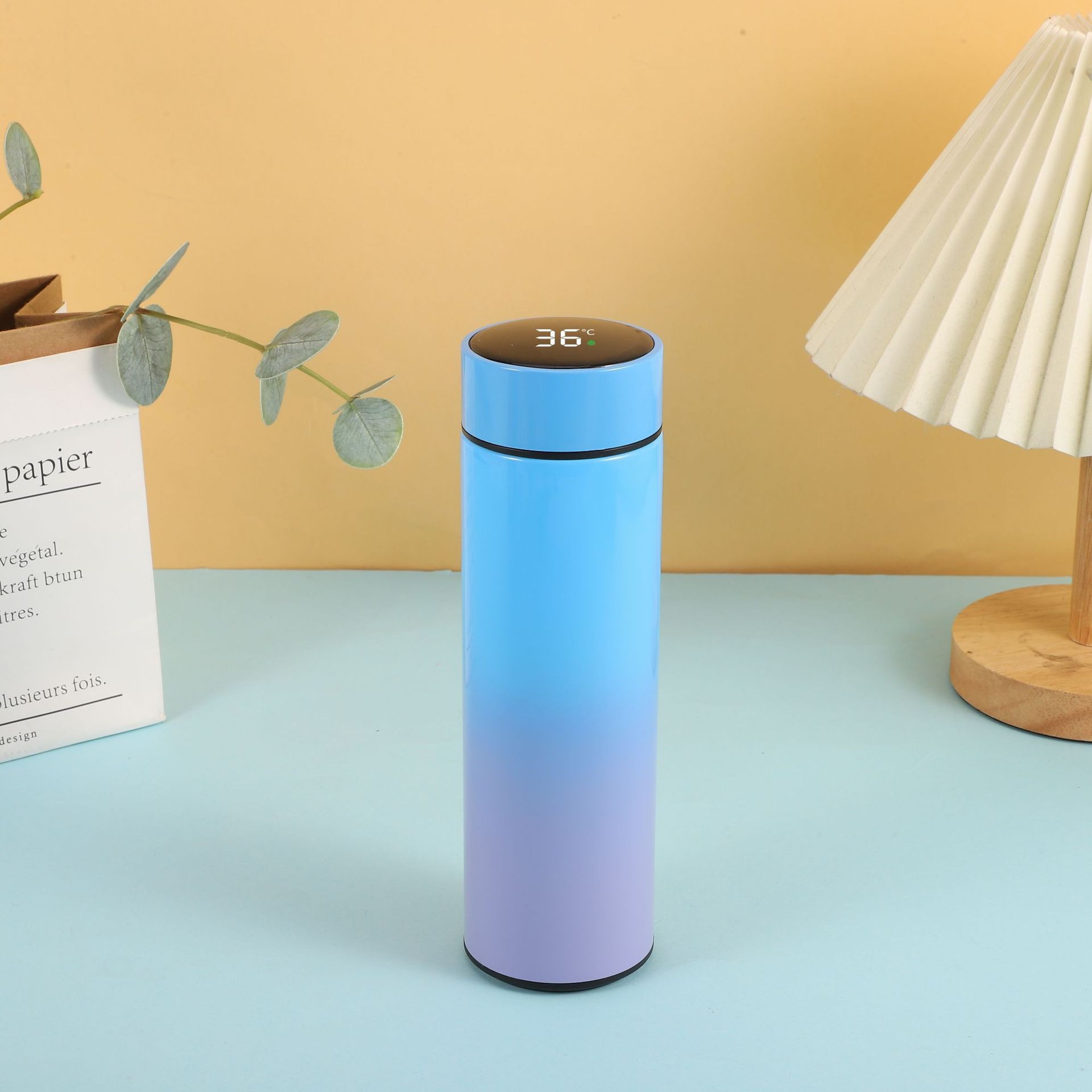 Negocio de acero inoxidable inteligente taza de aislamiento térmico Oficina taza recta hombres y mujeres publicidad regalo taza de agua personalización al por mayor