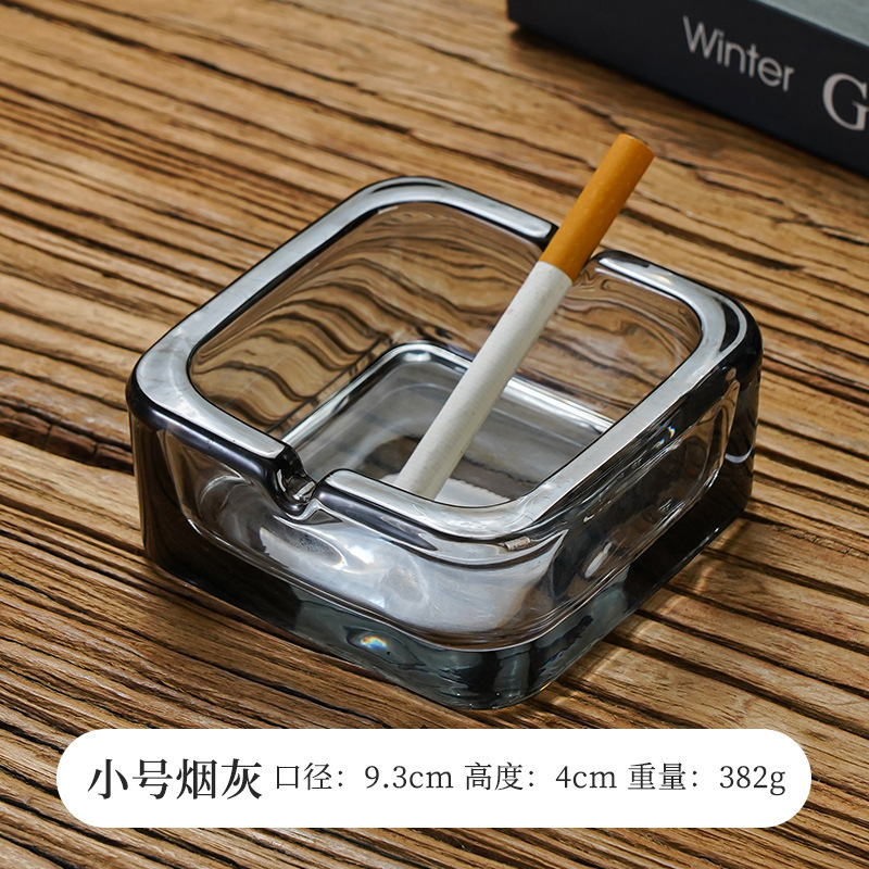 Cenicero de vidrio de cristal exquisito de moda cuadrado cigarrillo ligero de lujo sala de estar Cenicero de alta calidad creativo para el hogar pequeño exquisito