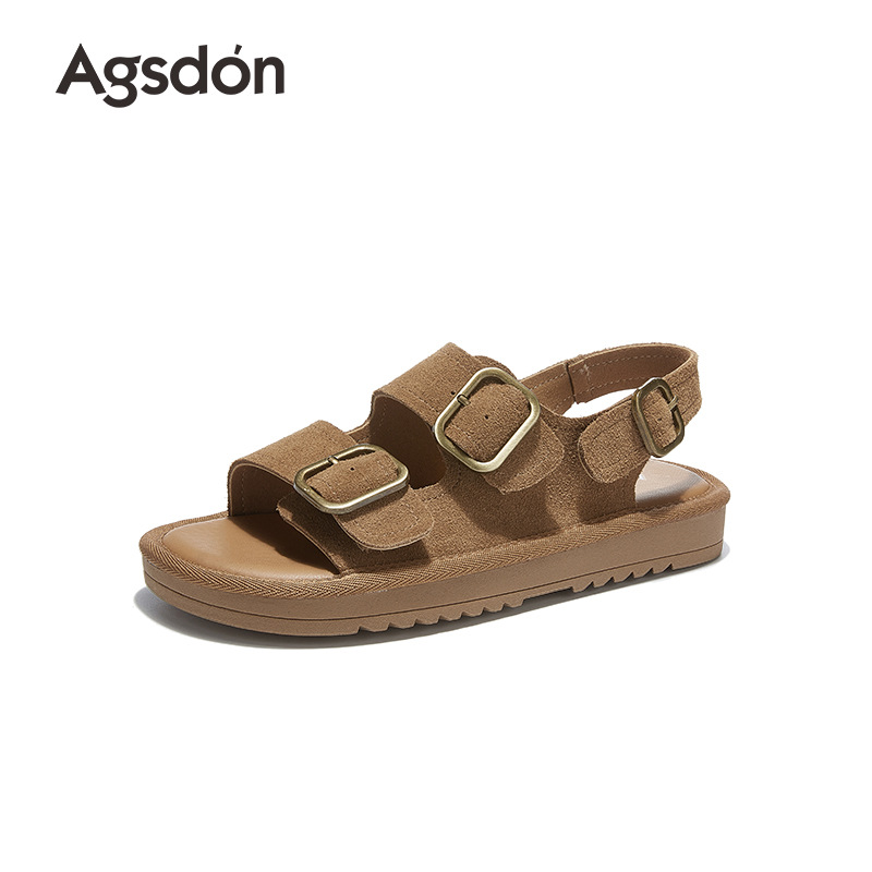 Augustion Backen sandalias mujer 2025 verano nueva moda retro con falda con sandalias y zapatillas planas
