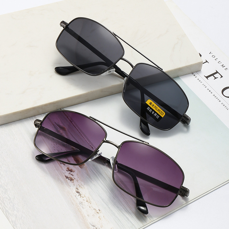 Men's New Polarized Sunglasses, Classic Driver's Glasses, Fashionable Square Double-Bridge Frame Sunglasses Manufacturer