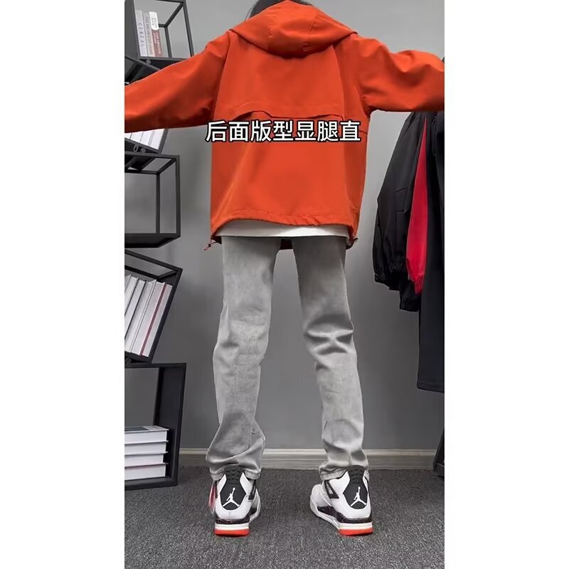 Vaqueros rectos estadounidenses para hombres 2024 otoño e invierno nuevo estilo High Street pantalones casuales sueltos de todo fósforo pantalones para niños