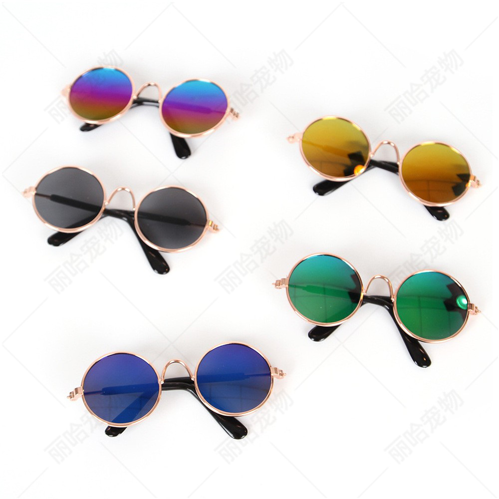 Gfas de mascota gafas de sol vestido accesorios fotográficos lindos gafas de sol personalidad extraña tocado mascota gato