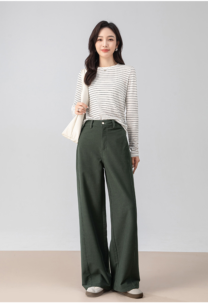 Quần ống rộng nữ dáng suông chất Tencel cotton dệt kim mềm mại — màu xanh ngọc chi tiết 21