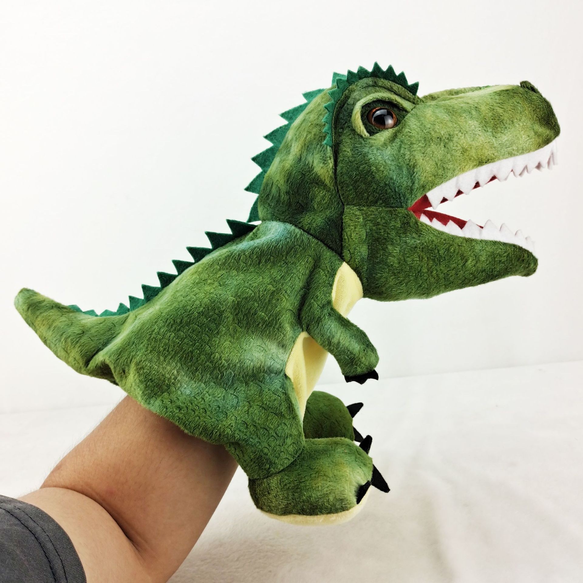 Dragón año dinosaurio en stock juguete de peluche Canglong animal educativo muñeca de títeres kindergarten historia contando apoyos muñeca