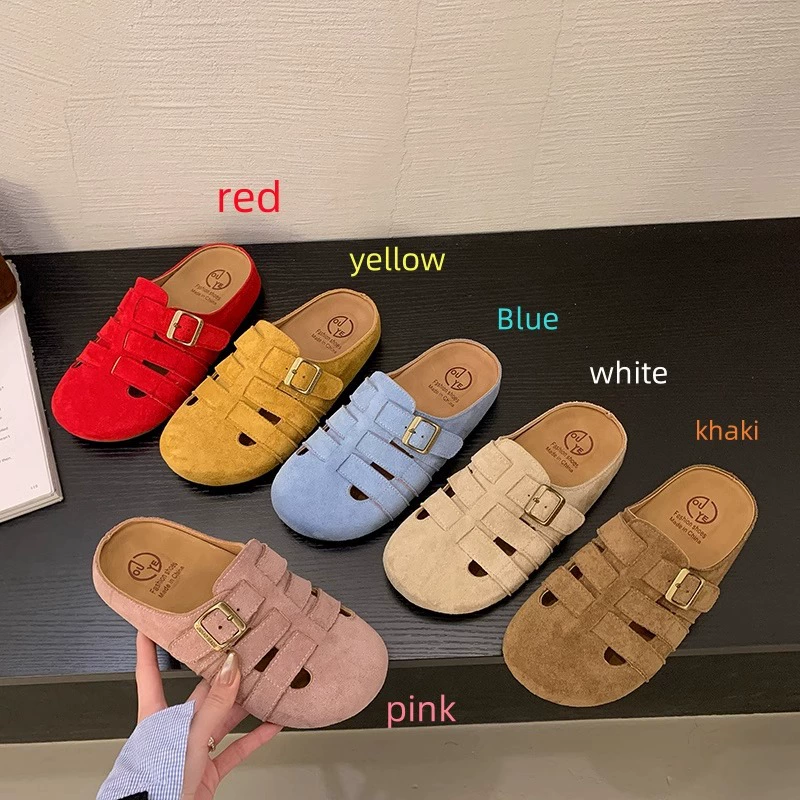 Панельные тапочки Lancai Pine Cone Toe для женщин, обувь Birkenstock 2025 года, летняя новая однотонная верхняя одежда, плоские сандалии