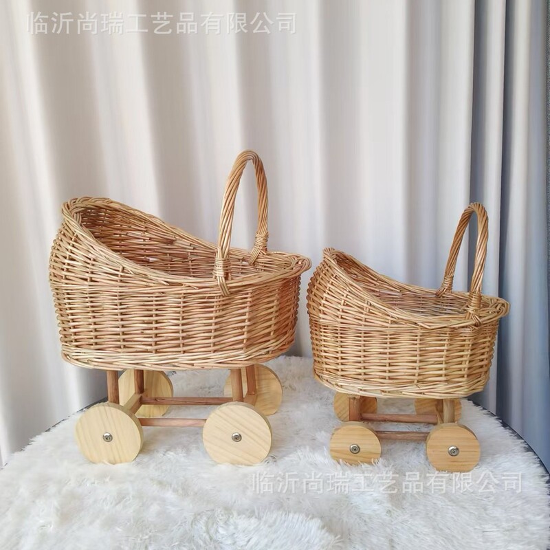 INS Style Baby Basket Styling Trolley Willow Storage Basket Pet Nest Moon Flower Basket Photography Props One Year Old Gift