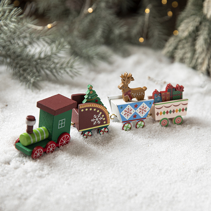 Hong Kong Heng regalo de Navidad de madera pintado tren decoración joyería creativa decoración vacaciones diseño