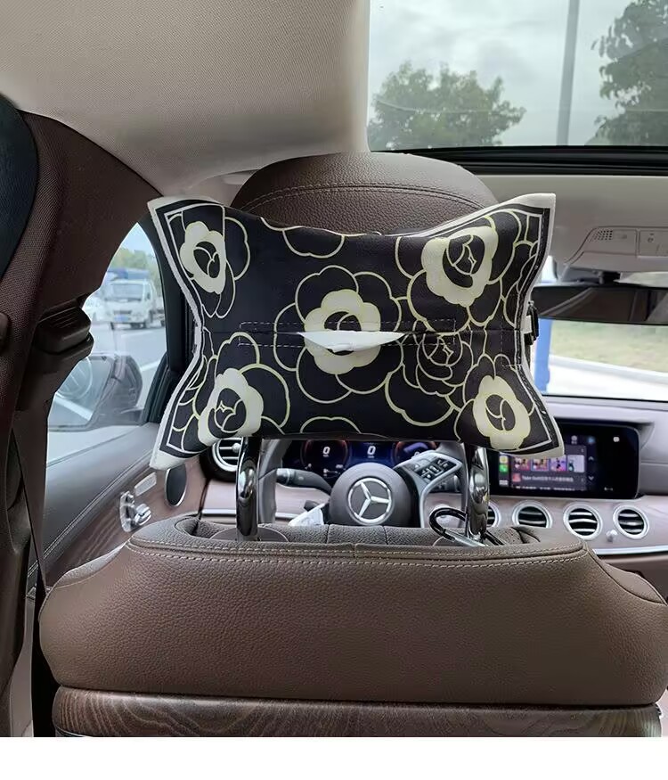 Car Tissue Box, Car Tissue Box, Plaid Car Armrest Box, Goddess Tissue Bag, Home Wall-Mounted Tissue Cover