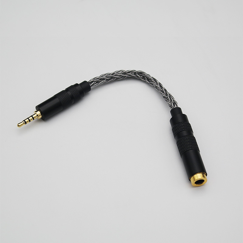 Adaptador de audio de cobre de un solo cristal de ocho hilos 4,4 balance hembra a 2,5 balance macho 3,5 estéreo macho
